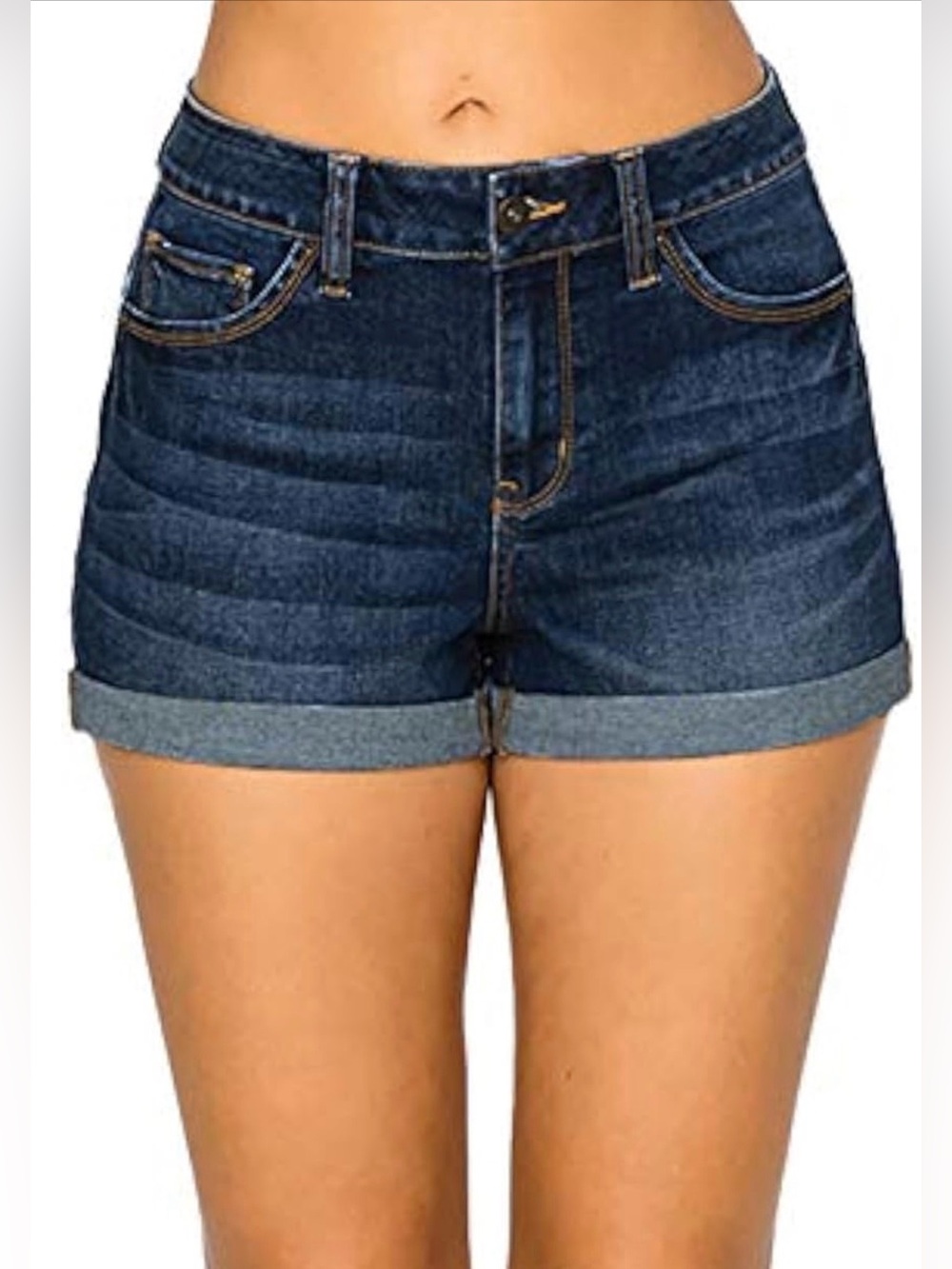 Wax Jean Dark Blue Roll-Cuff Denim Shorts